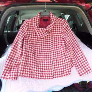 Talbots 14W Coat/Blazer Red and White Design